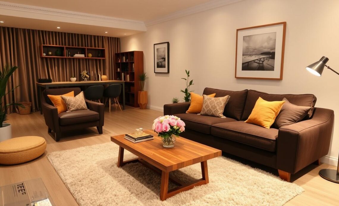 brown couch living room